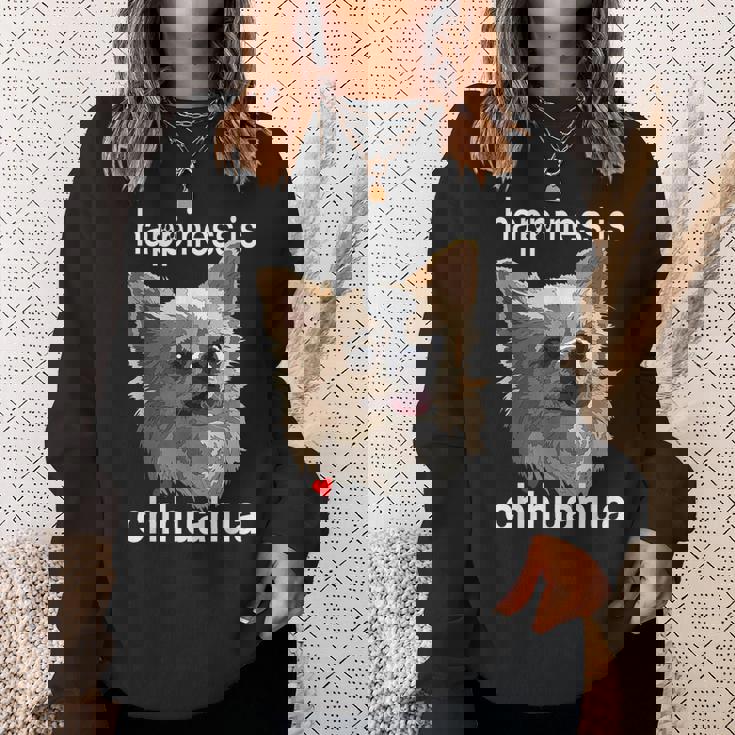 幸せはロングヘア チワワ 長髪 チワワ ママ パパ スウェットシャツ 彼女への贈り物