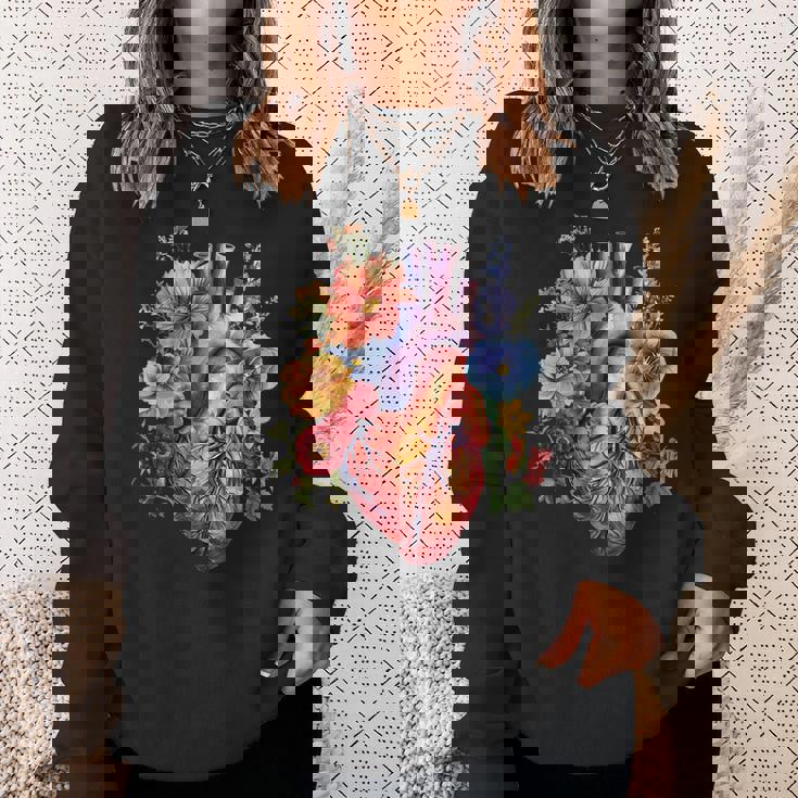 心臓超音波検査者ギフト 心臓専門医ギフト ハートフラワー スウェットシャツ 彼女への贈り物