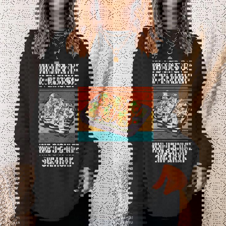 恋愛をしたいヴィンテージ可愛いたこ焼き スウェットシャツ 彼女への贈り物