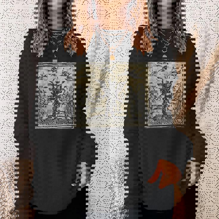 悪魔のオカルトの犠牲ゴスホラー 美的木版画 スウェットシャツ 彼女への贈り物