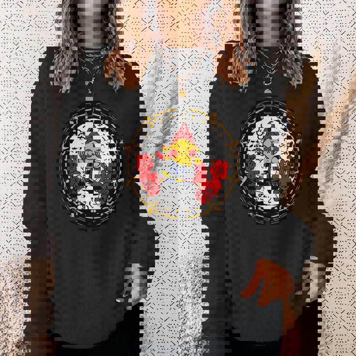 日本 マンホールアート 沖縄市栄房 エイサー 沖縄市エイサーエイ坊 ウチナ 長袖tシャツ スウェットシャツ 彼女への贈り物