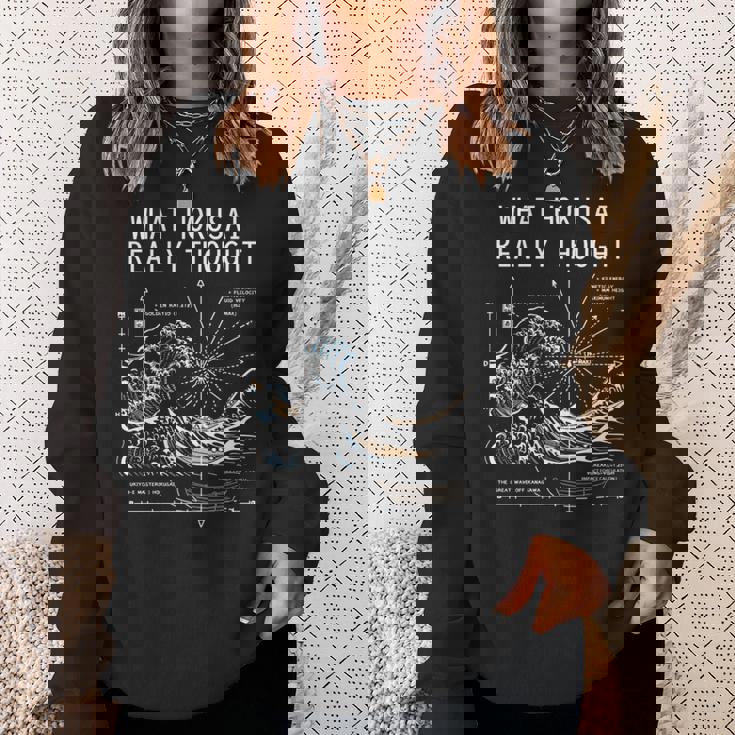 日本 大波動物理学 北斎 水 動き 数学 科学 長袖tシャツ スウェットシャツ 彼女への贈り物