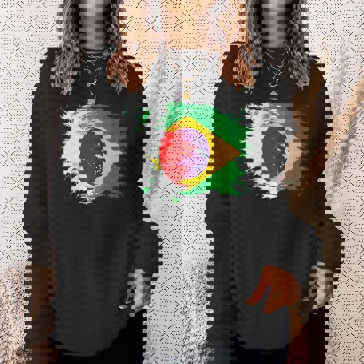 日本とブラジルのdnaヘリテージフラッグ 長袖tシャツ スウェットシャツ 彼女への贈り物