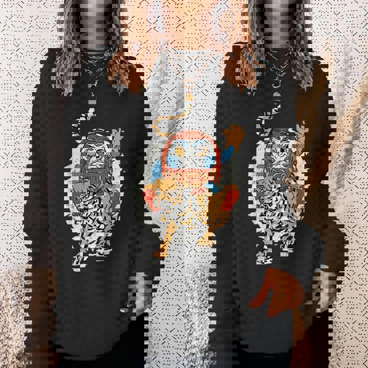 日本のトラ ラッキーだるま人形 日本の伝統 スウェットシャツ 彼女への贈り物