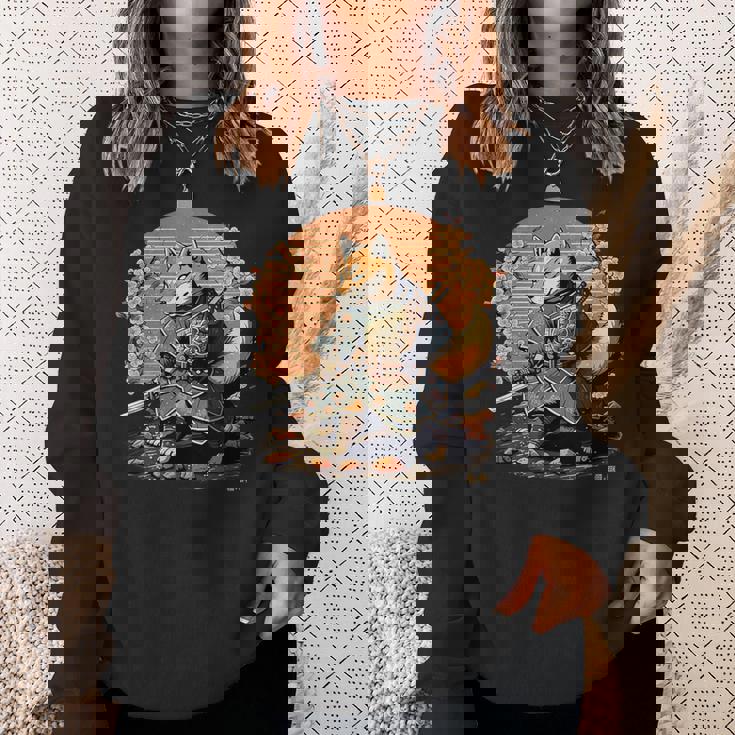 日本アート 柴犬 忍者 浮世絵 アニメ風 侍犬 スウェットシャツ 彼女への贈り物