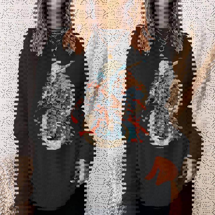 日本アート 蛇 忍者 浮世絵 アニメスタイル サムライスネーク スウェットシャツ 彼女への贈り物