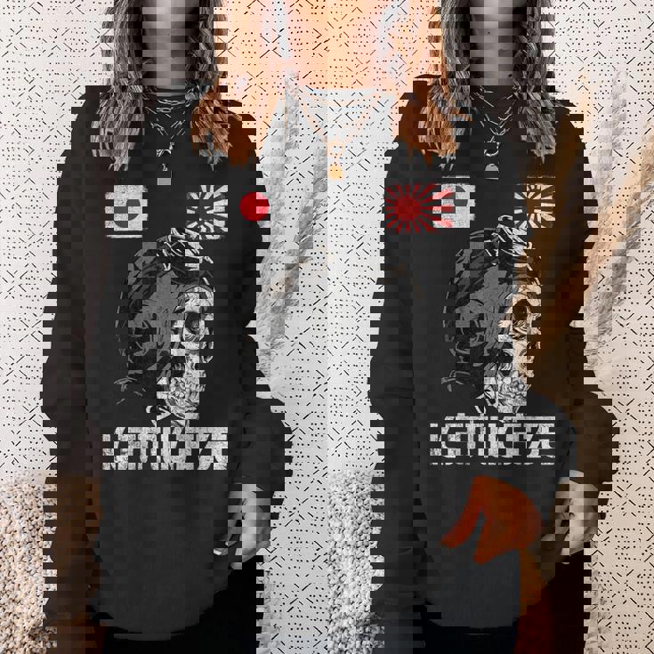 日本昇る日本の太陽旗 パイロット 頭蓋骨 侍 神風 スウェットシャツ 彼女への贈り物