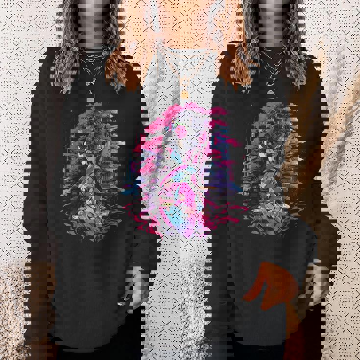 桜と芸者、サイバーパンク・イラストレーション スウェットシャツ 彼女への贈り物