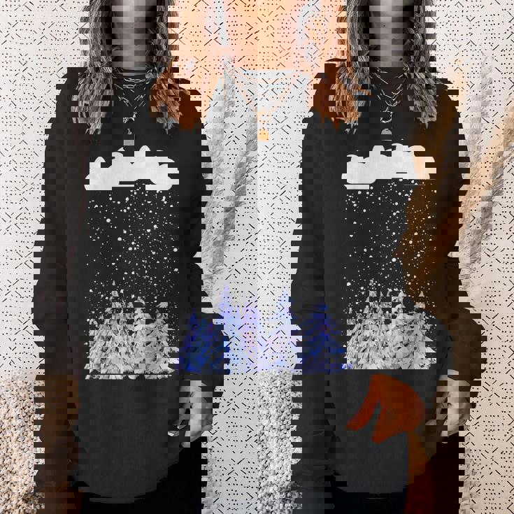 森 雪 新雪 落ちる 冬 ワンダーランド 雪 恋人 スウェットシャツ 彼女への贈り物