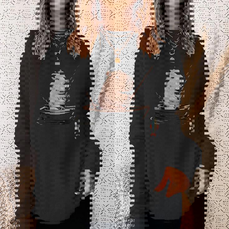 漁師 アングラーカピバラ フィッシング スウェットシャツ 彼女への贈り物