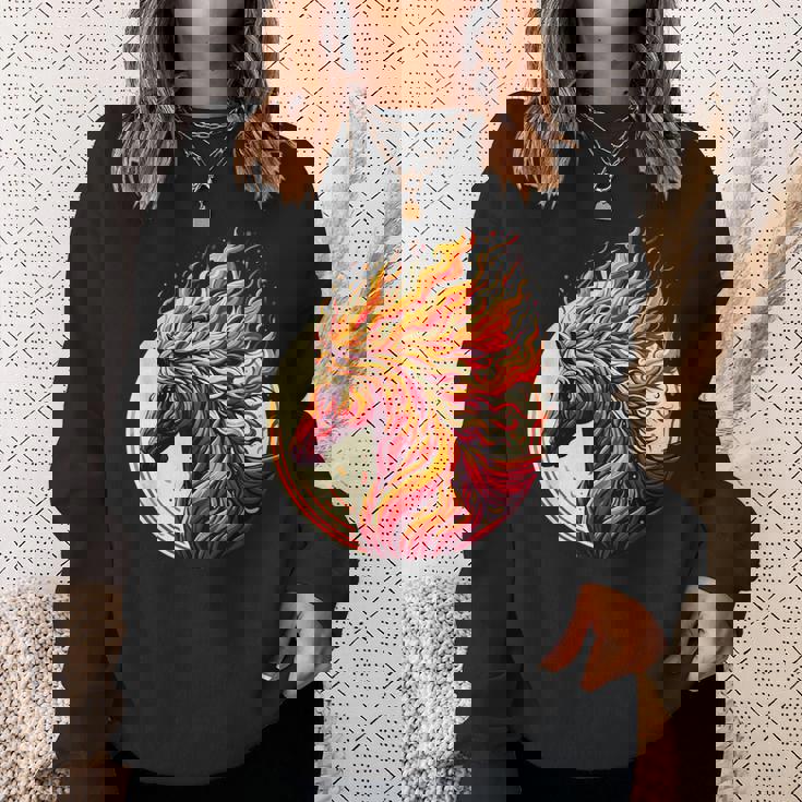 燃える 動物 馬 動物 クール 馬 火 炎 スウェットシャツ 彼女への贈り物