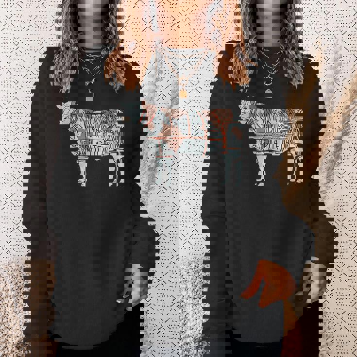 牛肉の部位 面白いtシャツ 焼肉 Bbq 牛 グルメ メンズ おもしろ 面白い 服 オリジナル グッズ ネタ イラスト スウェットシャツ 彼女への贈り物