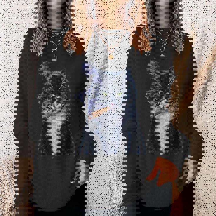 猫 ネコ ボス たばこ ねこ スウェットシャツ 彼女への贈り物