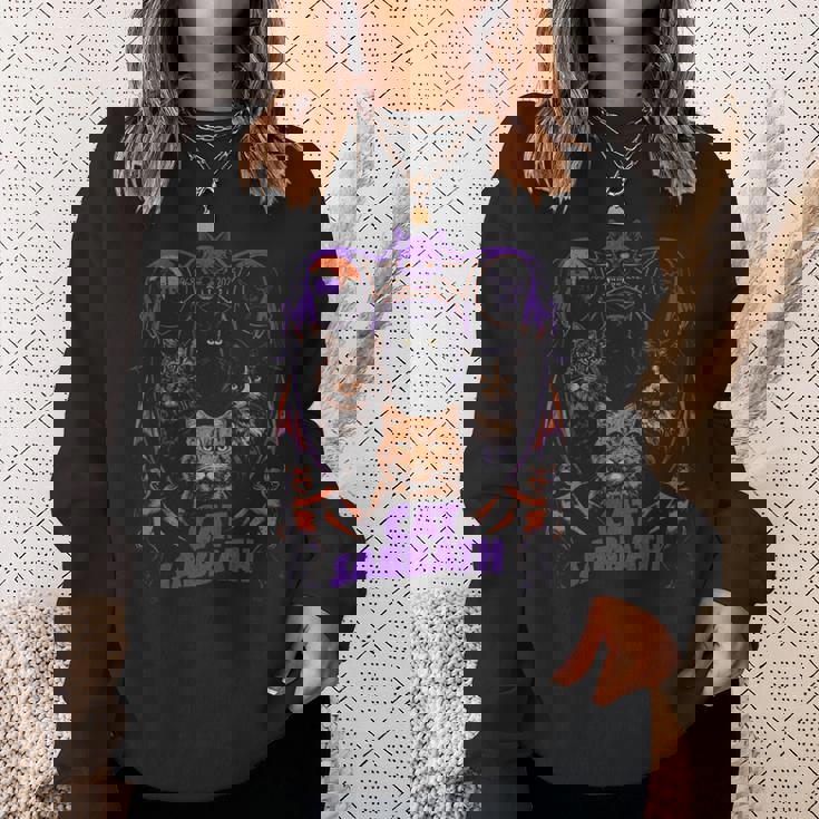 猫 安息日 猫 ヘビー ロック バンド パロディ 長袖tシャツ スウェットシャツ 彼女への贈り物