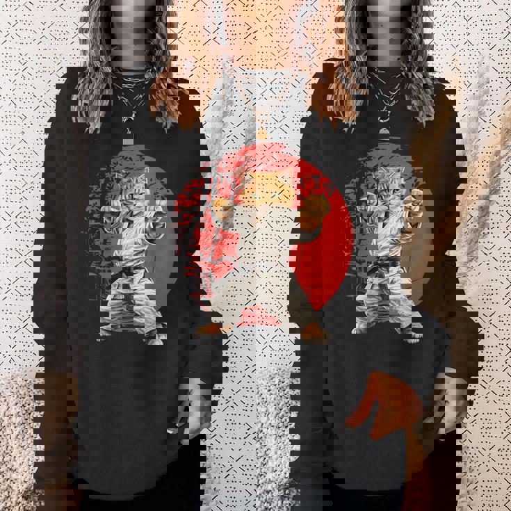 猫 空手 柔道 日本 日没 面白い 空手 猫 スウェットシャツ 彼女への贈り物