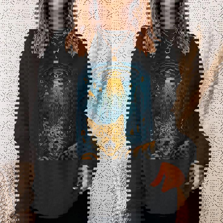 猫 自撮り Ufo エジプトの神々の行列 ラーの神話の目 スウェットシャツ 彼女への贈り物