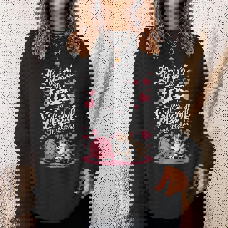 猫とバレーボール 面白いバレーボール スウェットシャツ 彼女への贈り物