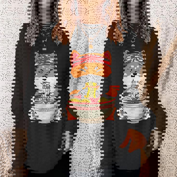 秋田芝犬ラーメンそばうどん丼アニメ漫画 スウェットシャツ 彼女への贈り物