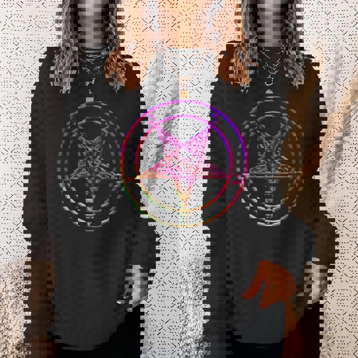 美しいvaporwave サタニックペンタグラム レトログリッチ効果 スウェットシャツ 彼女への贈り物