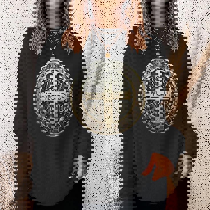 聖ベネディクトメダル 聖ベネディクトクロス カトリック クリスチャン スウェットシャツ 彼女への贈り物