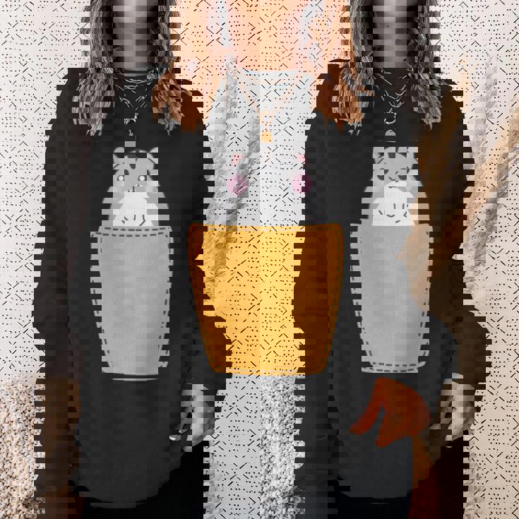 胸ポケットにハムスター 長袖tシャツ スウェットシャツ 彼女への贈り物