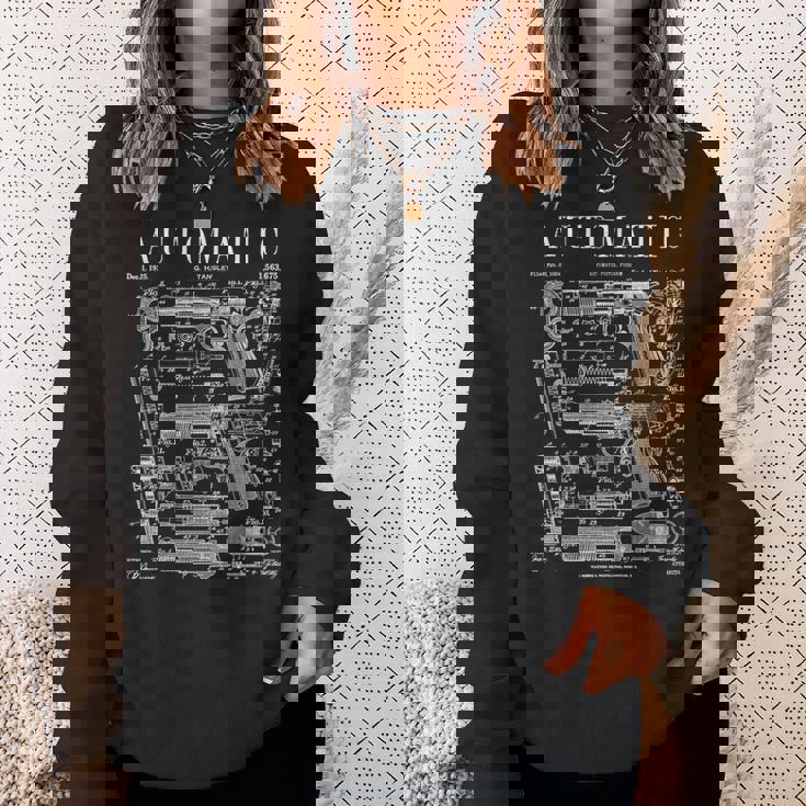 自動ピストル 拳銃 銃器 ヴィンテージガン 特許プリント スウェットシャツ 彼女への贈り物