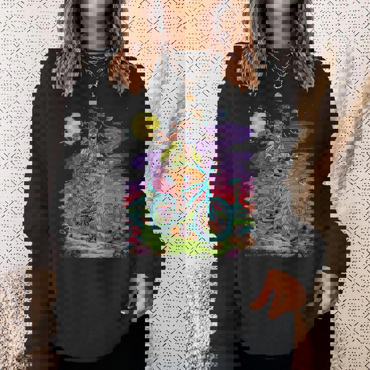 自転車デイホフマントリップ サイケデリックコミックスタイル ヒッピー スウェットシャツ 彼女への贈り物