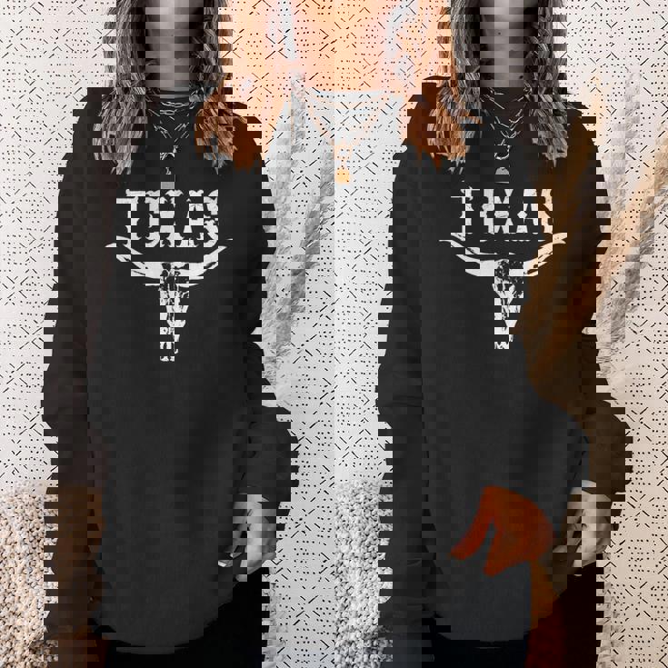 誇り高きテキサンズのためのテキサスロングホーン牛デザイン スウェットシャツ 彼女への贈り物