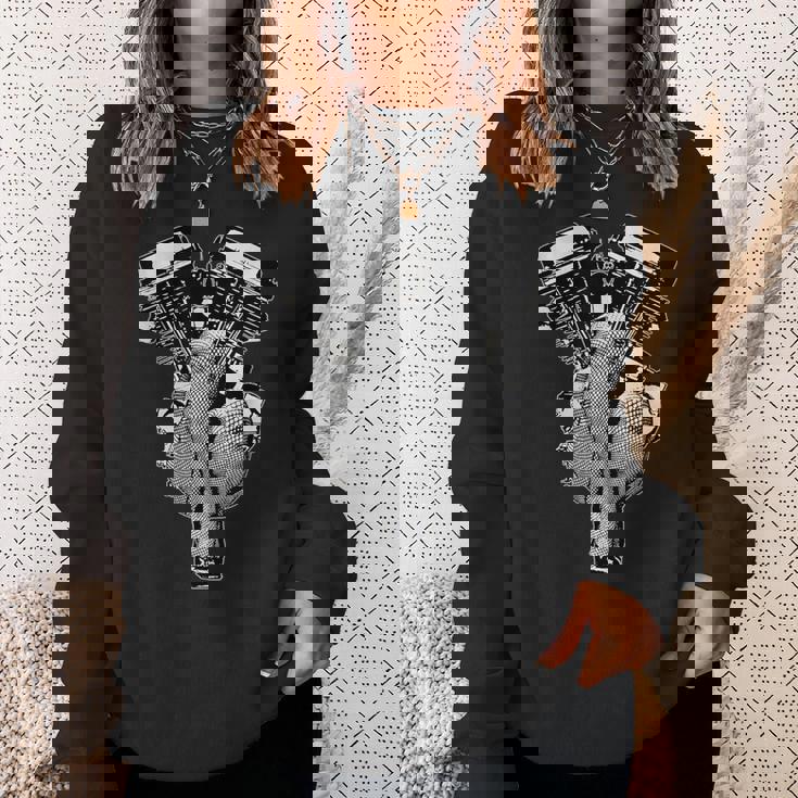 超セクシーhdパンヘッドピンナップバイク、バイカーギアvtwin スウェットシャツ 彼女への贈り物