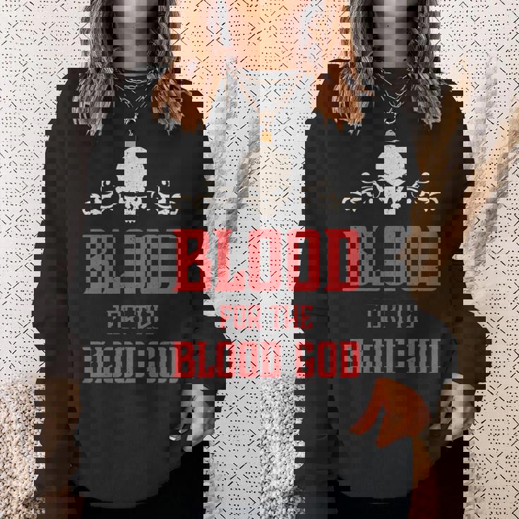 邪悪な頭蓋骨の血 血神 地獄の魔王 長袖tシャツ スウェットシャツ 彼女への贈り物