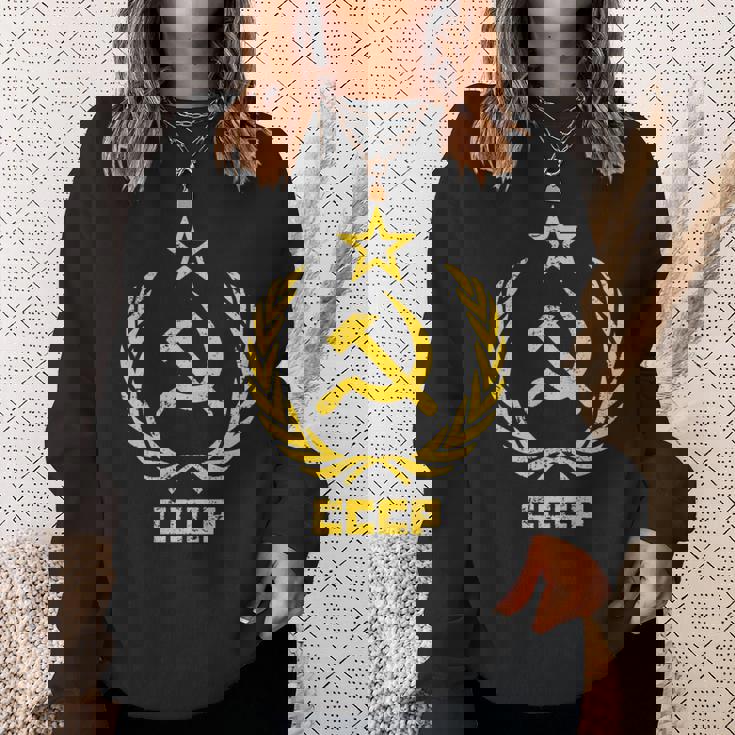 鎌と槌の星cccpソビエト連邦 長袖tシャツ スウェットシャツ 彼女への贈り物