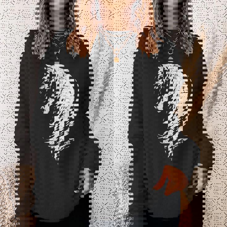 長い馬のたてがみを持つ美しい馬 スウェットシャツ 彼女への贈り物