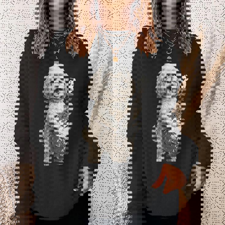 面白いtシャツ シーズー 犬 ギター イヌ メンズ 犬好き グッズ かわいい おもしろ 面白い 服 ネタ スウェットシャツ 彼女への贈り物