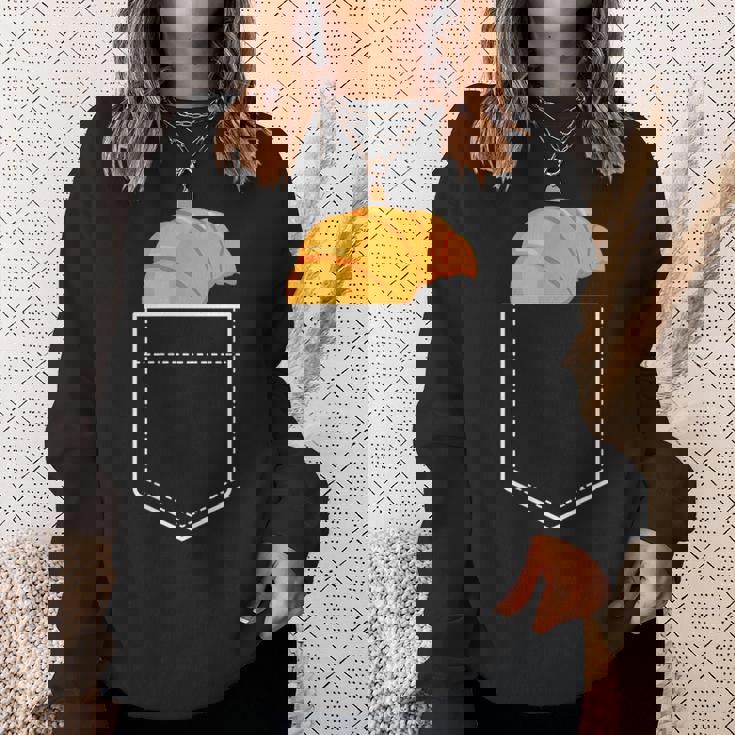 面白いクロワッサンインザポケット 食通 フレンチクロワッサンポケット スウェットシャツ 彼女への贈り物