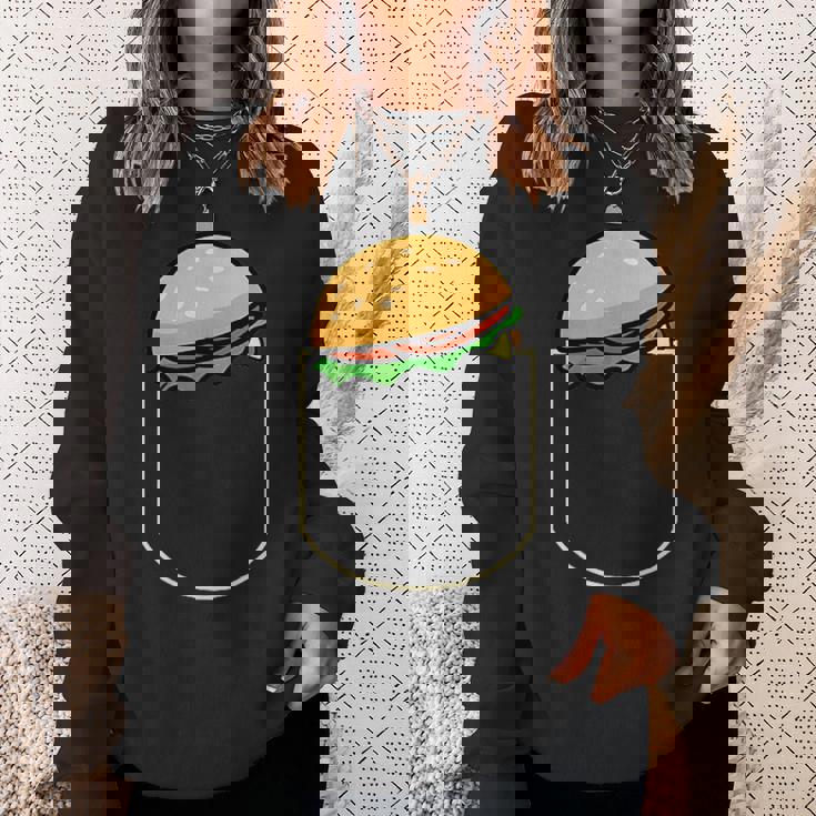 面白いハンバーガー ポケット入り ギフト チーズバーガー ポケット スウェットシャツ 彼女への贈り物