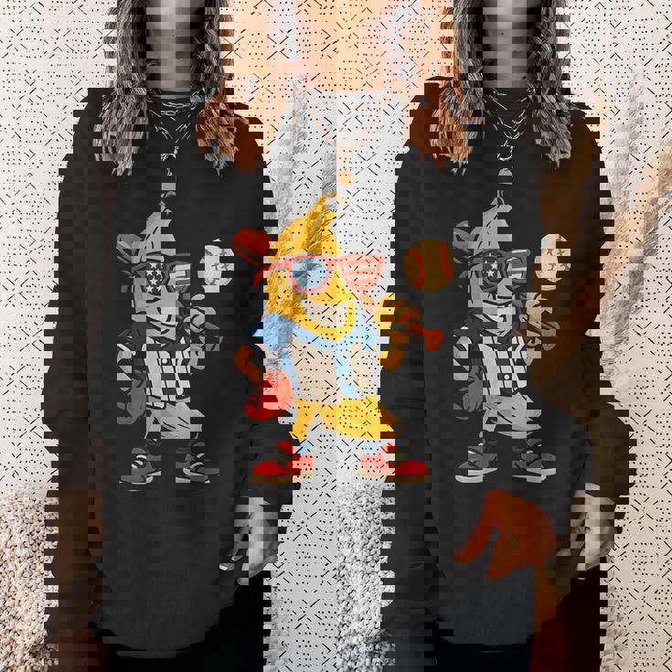 面白いバナナ野球アメリカ国旗サングラス 7月4日 スウェットシャツ 彼女への贈り物