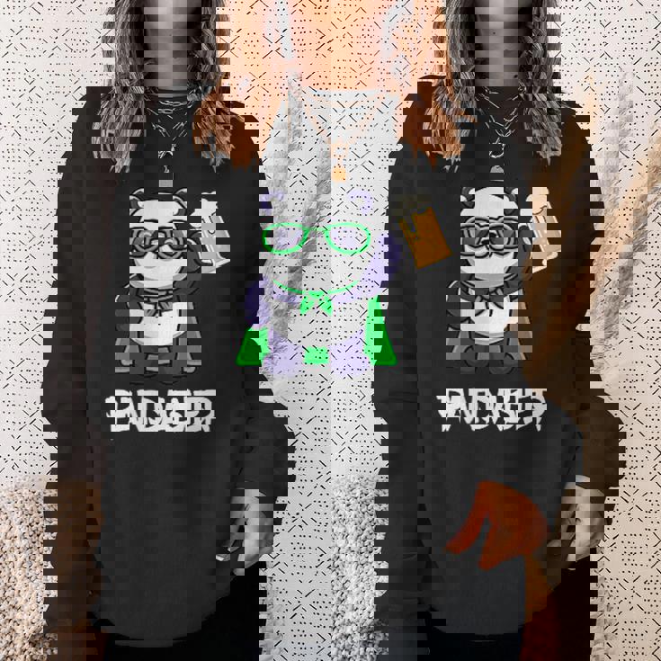 面白いパンダパンダビールドリンカー パンダビール スウェットシャツ 彼女への贈り物