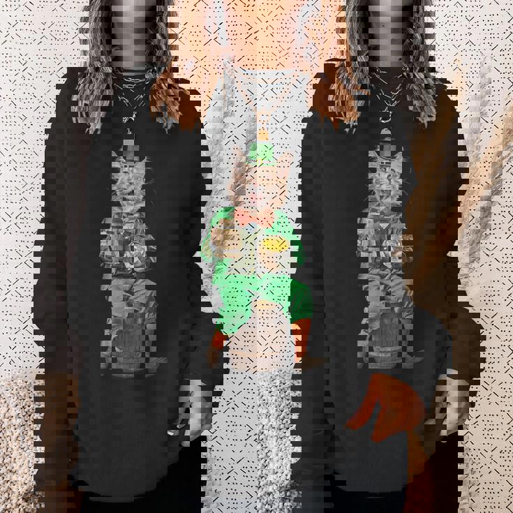 面白いレプラコーン猫、ハッピーセントパトリックデー スウェットシャツ 彼女への贈り物