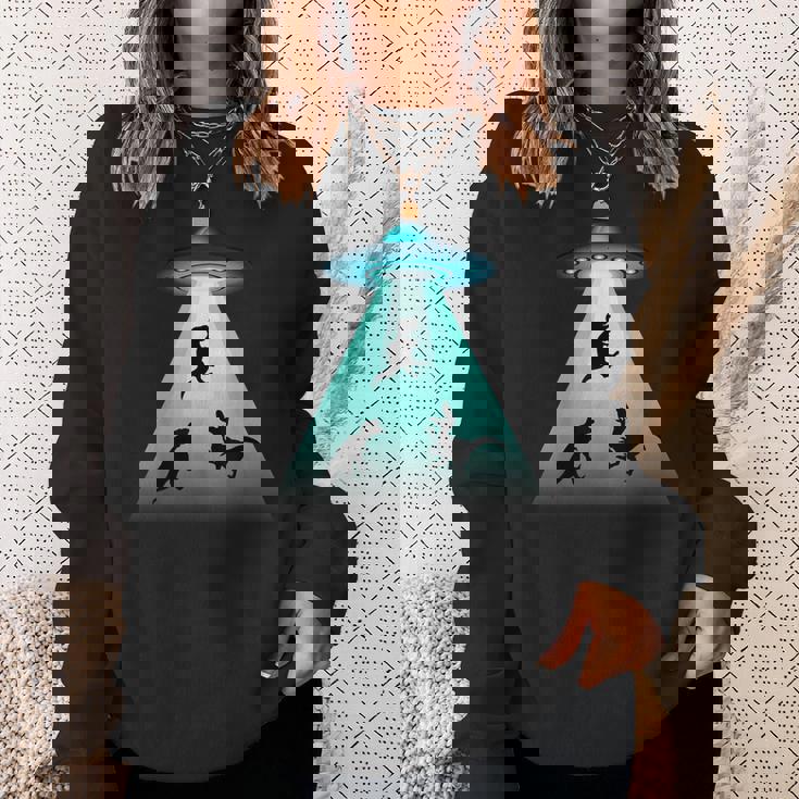 面白いヴィンテージエイリアン恐竜愛好家誘拐ギフト 大人キッズ スウェットシャツ 彼女への贈り物