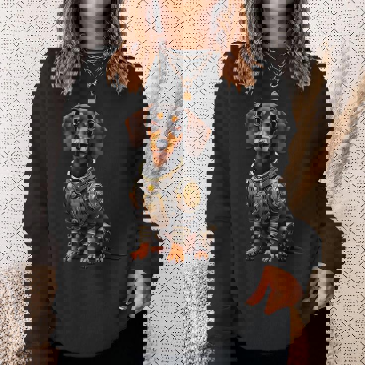 面白い犬ロボット技術サイボーグい 犬ロボット動物 Ai Lover Robotic Dog 長袖tシャツ スウェットシャツ 彼女への贈り物