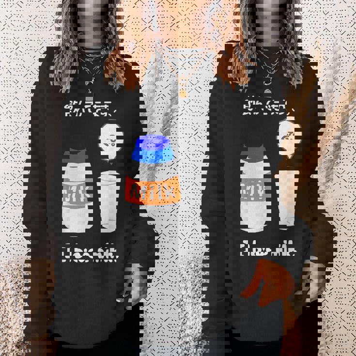 飲んでます。牛乳 ミルク 牧場 健康 飲み物 ボトル キャップ スウェットシャツ 彼女への贈り物