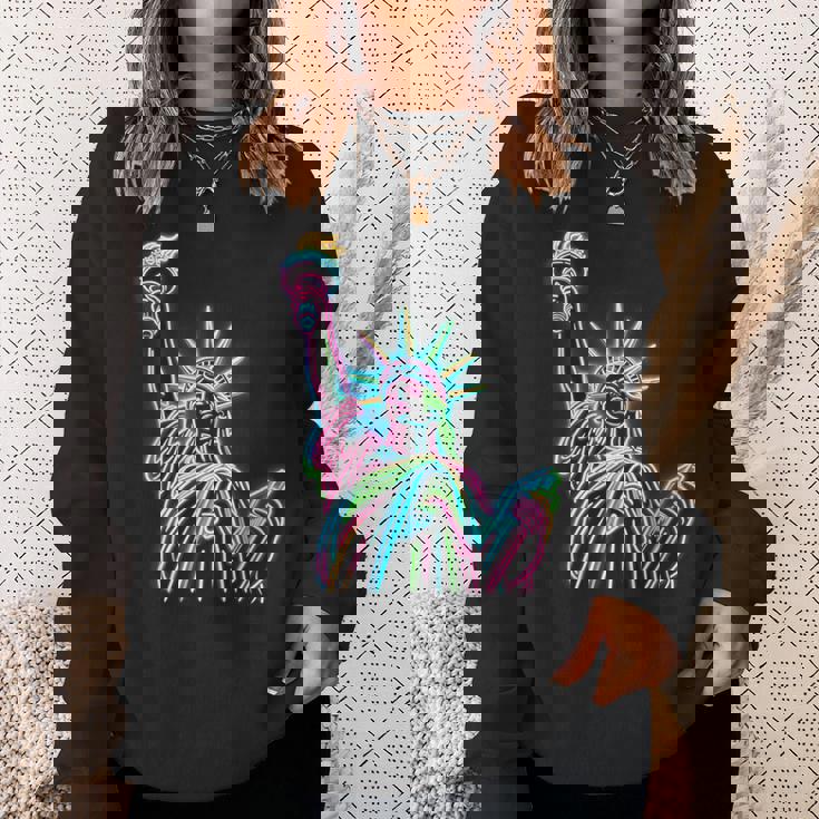 鮮やかな自由の女神tシャツ カラフルなアイコン スウェットシャツ 彼女への贈り物