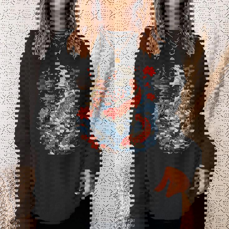 鯉 桜 桜 季節 アジアン 鯉 塔 寺 スウェットシャツ 彼女への贈り物