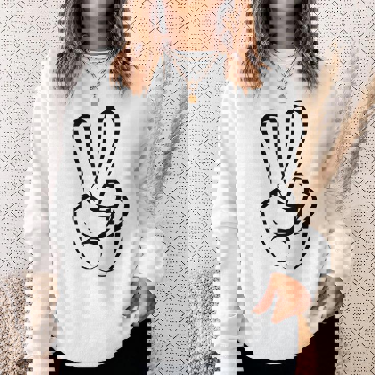 2本指 ピースサイン キュート ビクトリー ハンド ジェスチャー ピースシンボル スウェットシャツ 彼女への贈り物