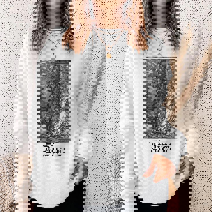 Albrecht Dürer Durer クリスチャンアート メランコリア ホワイト 長袖tシャツ スウェットシャツ 彼女への贈り物