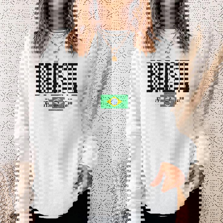 Brasil Est 1500 ブラジル ブラジリアン 国旗 プライド 長袖tシャツ スウェットシャツ 彼女への贈り物