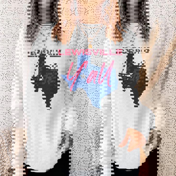 Lewisville Texas Y'All TX Pride State Map Cute Sweatshirt Unisex Gifts for Her