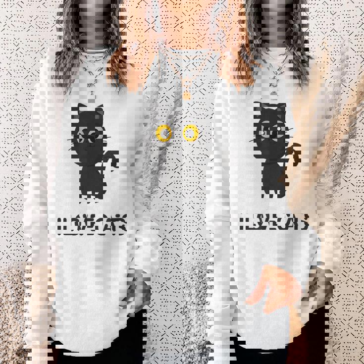 I Love Cats シャツ キュート 黒猫好き キッズ 子猫 スウェットシャツ 彼女への贈り物