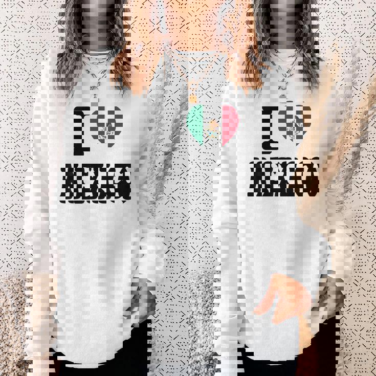 I Love Mexico ハートフラッグ レトロ 旅行 お土産 スウェットシャツ 彼女への贈り物