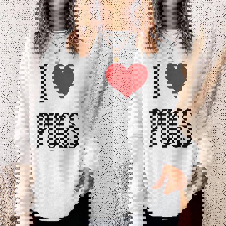 I Love Pugs I Heart Pugs Dog Lover Pet Puppy Dog Pug スウェットシャツ 彼女への贈り物